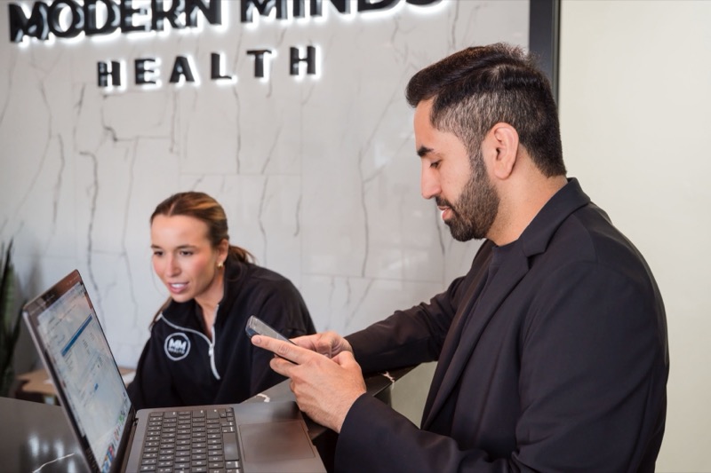 A provider reviewing results with a patient