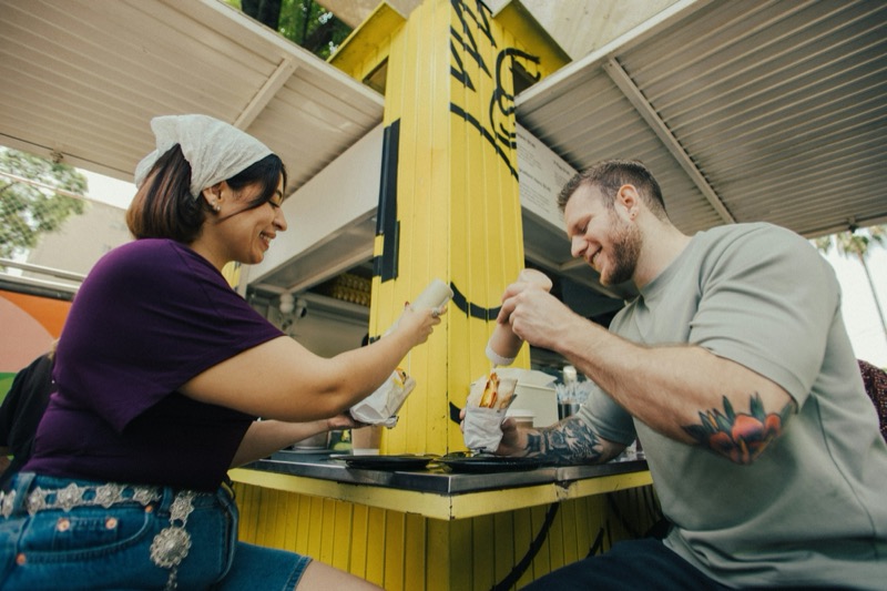 A couple having dinner at home